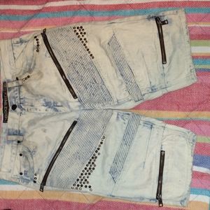 Heritage America Moto Jean shorts 38 acid washout
